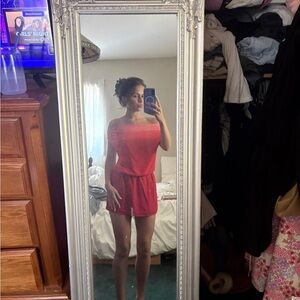 Red/ Pink White Fox Ombre Backless Dress SIZE XS